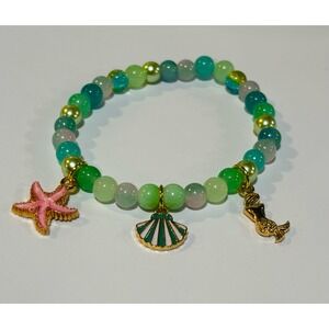 Ocean Charm Bracelet Starfish Shell Mermaid Beaded Jewelry
